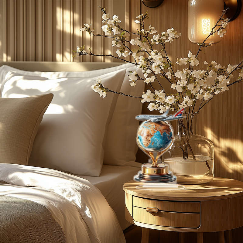 1pc 2D Flat    8-Inch Acrylic Earth Globe with Airplane Bohemian Style  Decor