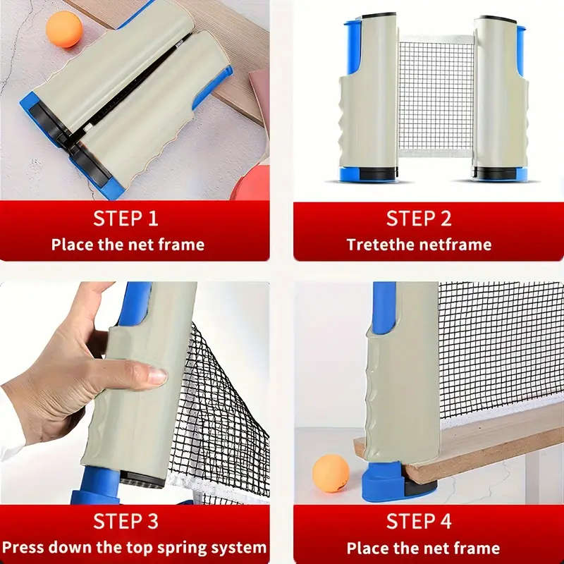 1 Portable Table Tennis Training Set, Including a Retractable Net, 2 Rackets, 6 Table Tennis Balls