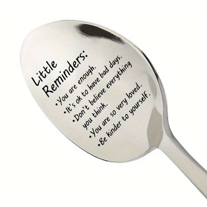 1pc Inspirational Stainless Steel Spoon  You Are Enough  Engraved Self-Love Motivational Qu