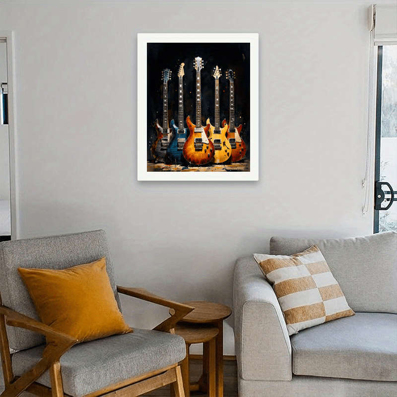 1pc Electric Guitar Collection Paint by Numbers Kit for Adults DIY Colorful Guitar Display Painti