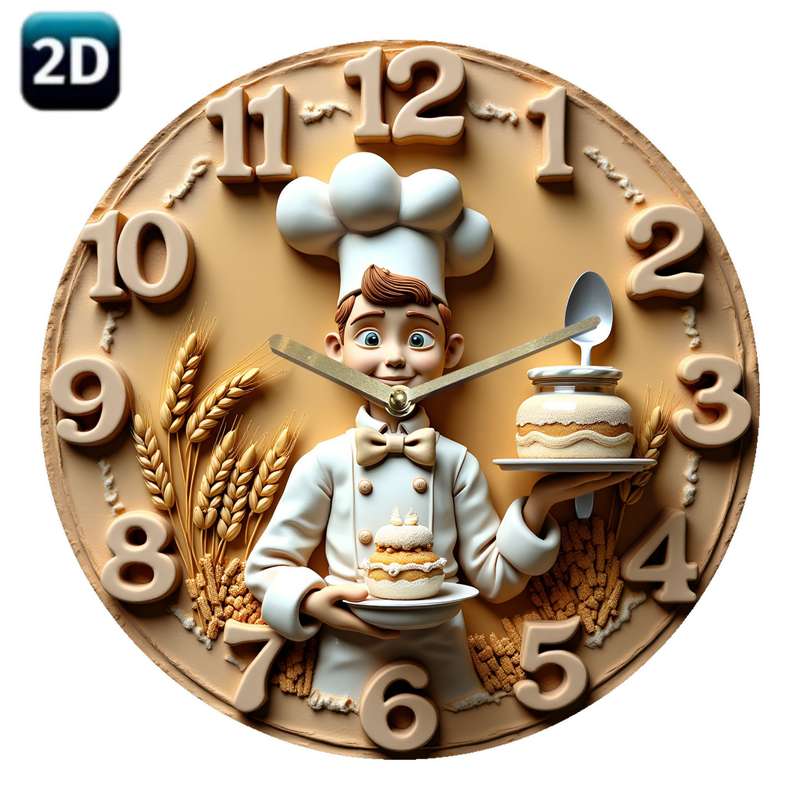 1pc 19.99 cm Silent Chef Wall Clock Decorative Acrylic Round Clock with Chef Illustration Perfec