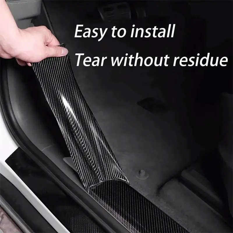 1 Roll 3D Nano Carbon Fiber Car Door Sill Protector 1m PVC Waterproof Anti-Scratch Adhesive Tape