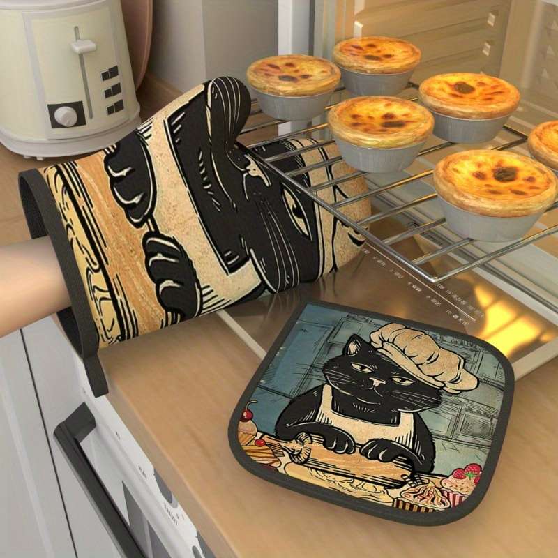 2pcs 26.92x17.02 cmHeat Resistant Oven Mitts And Potholders