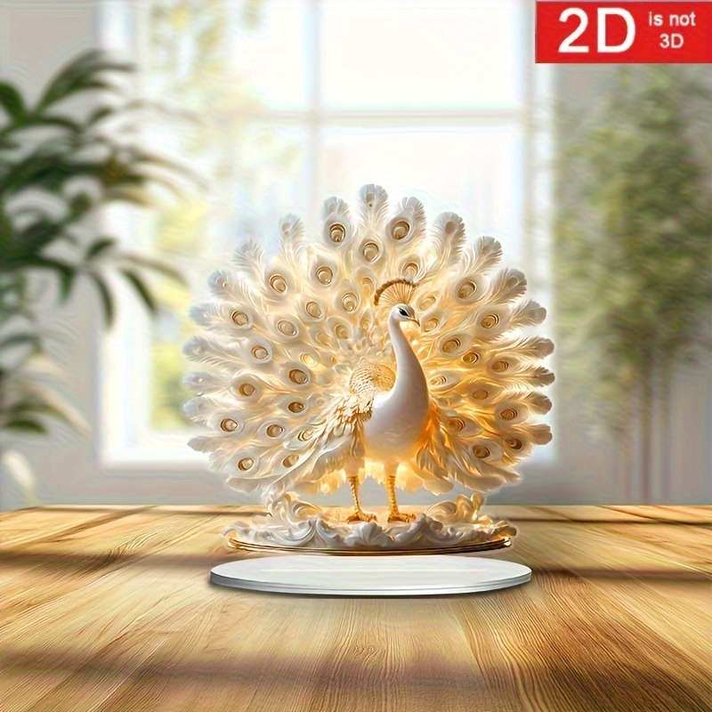 1pc 2D Flat   Elegant White Parrot Acrylic Decor with Bohemian Style Base Ideal for Home Off