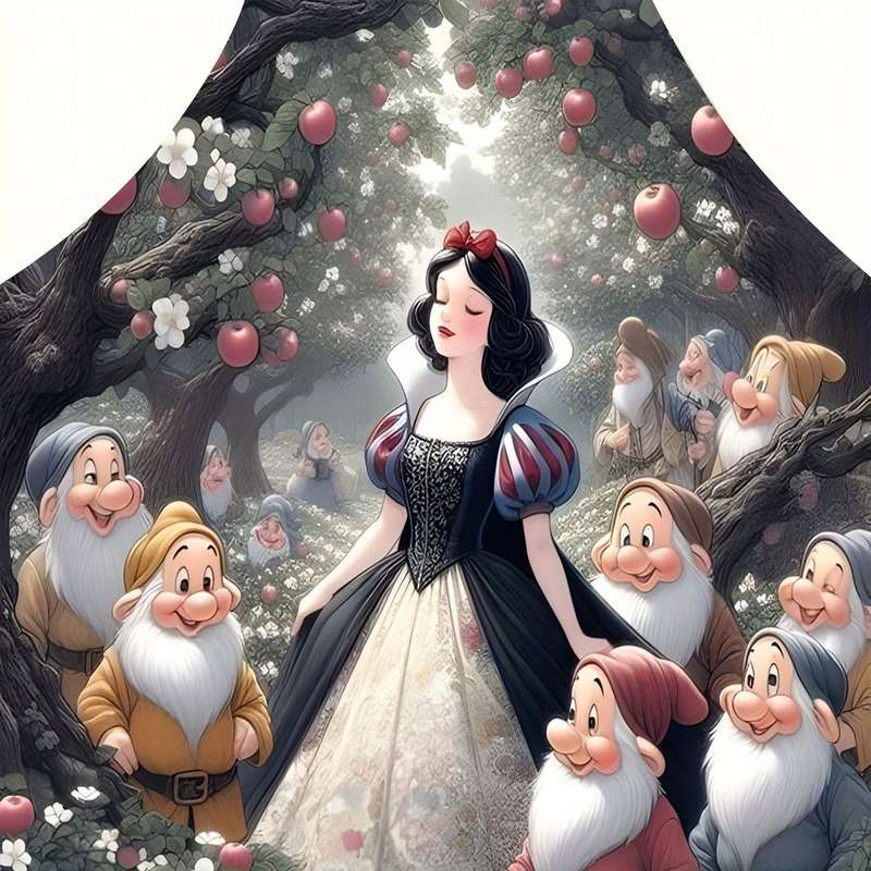 1pc Disney Snow White Cartoon Apron Adjustable Linen Kitchen Gown for Cooking Baking Whims