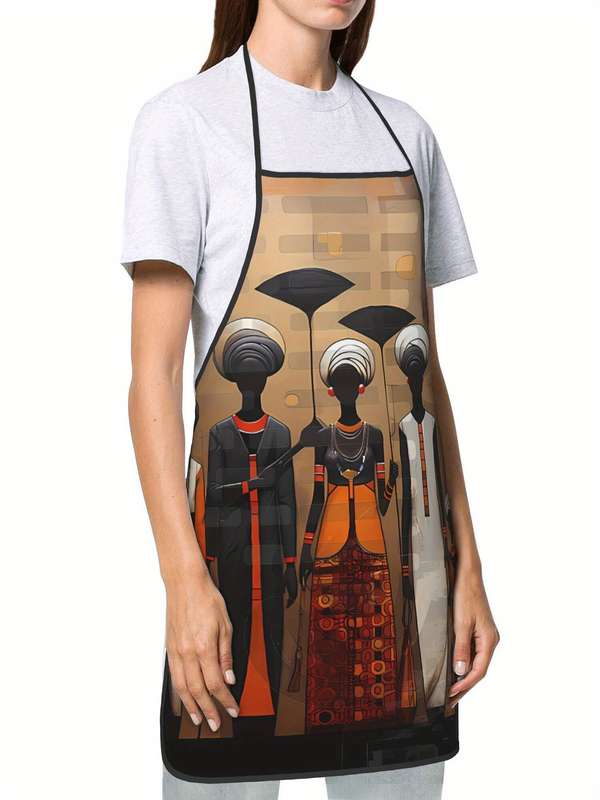 1pc Apron Featuring Artwork of African Tribal Women Designed for Both Men And Women.