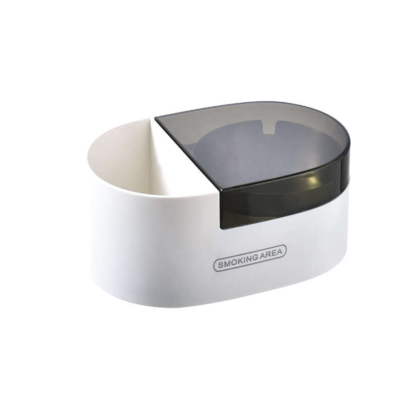 1pc Stainless Steel ABS Wall-Mounted Ashtray with Lid No-Drill Installation for Bathroom Smok