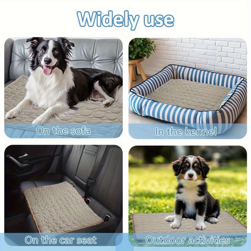 1PC Pet Mat Ice Sliky Fiber Fabric Cooling Mat Coffee Color Size Size  50 x 40 cm
