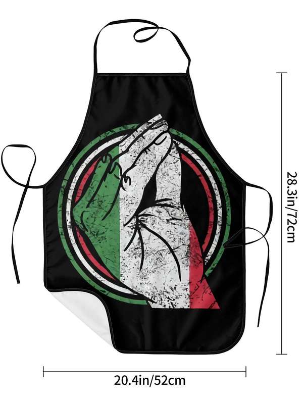 1pc Vintage Italian Flag Print Apron Black White with Green Red and Blue Stripes Durable Po