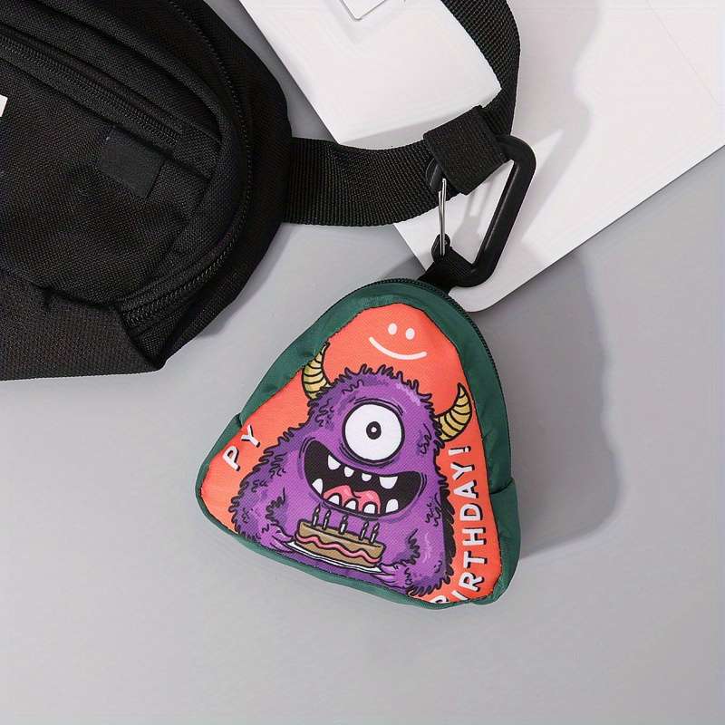 1pc Innovative Polyester Hip-Hop Mini Bag for Women Trendy Monster Face Design Coin Purse S