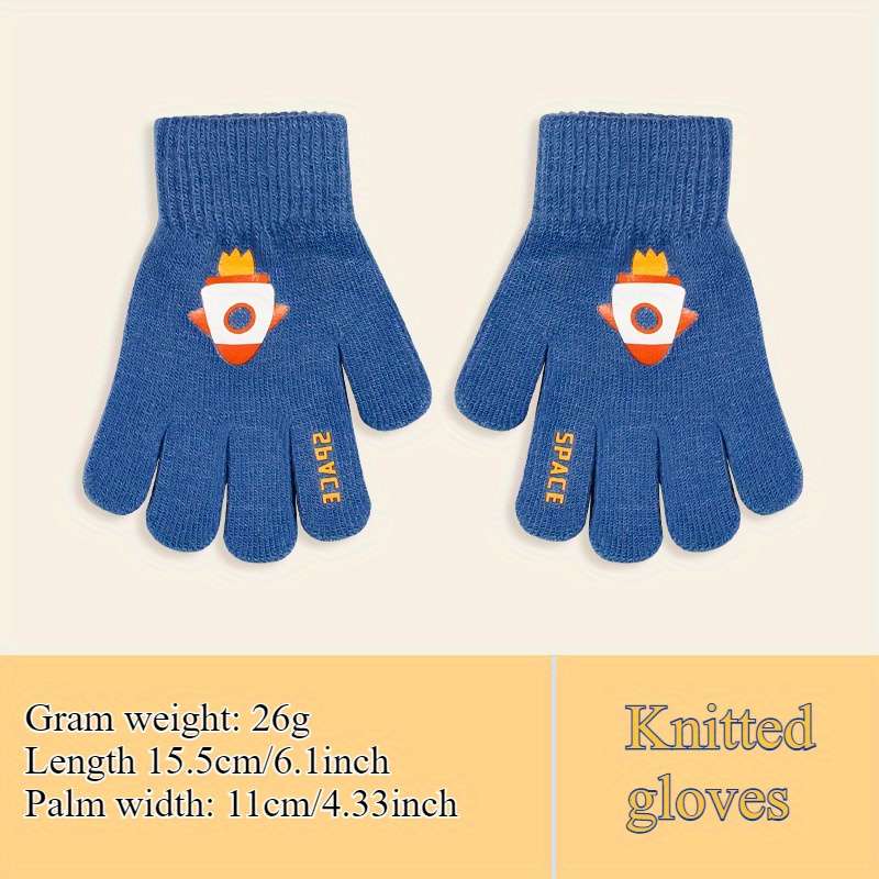 1 Pair Blue Rocket Warm Gloves