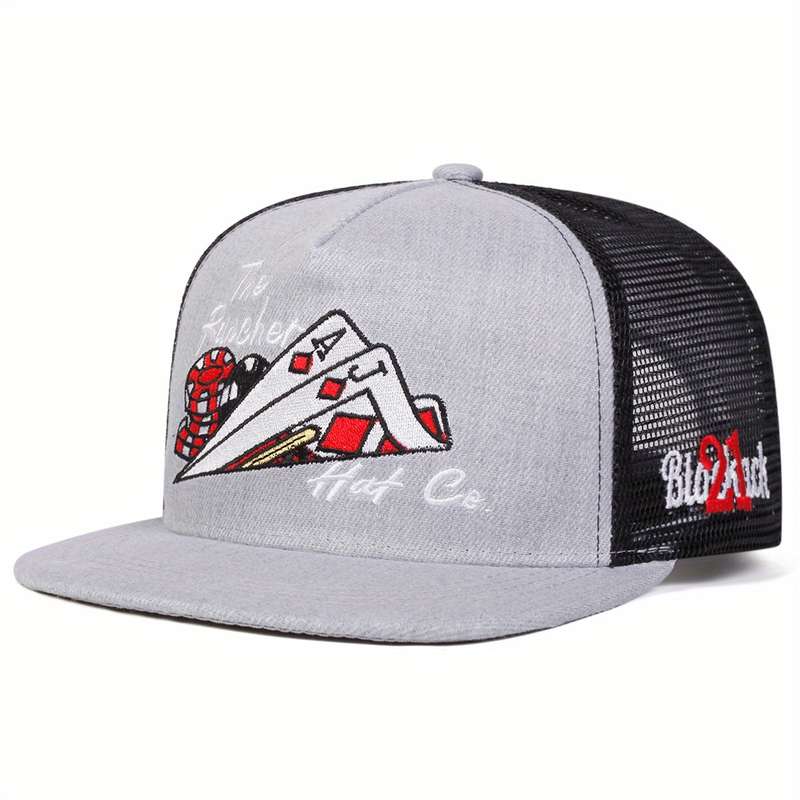 1pc Men'S Hip Hop Poker Card Baseball Cap Adjustable Mesh Snapback Hat Casual Sports Style 100%
