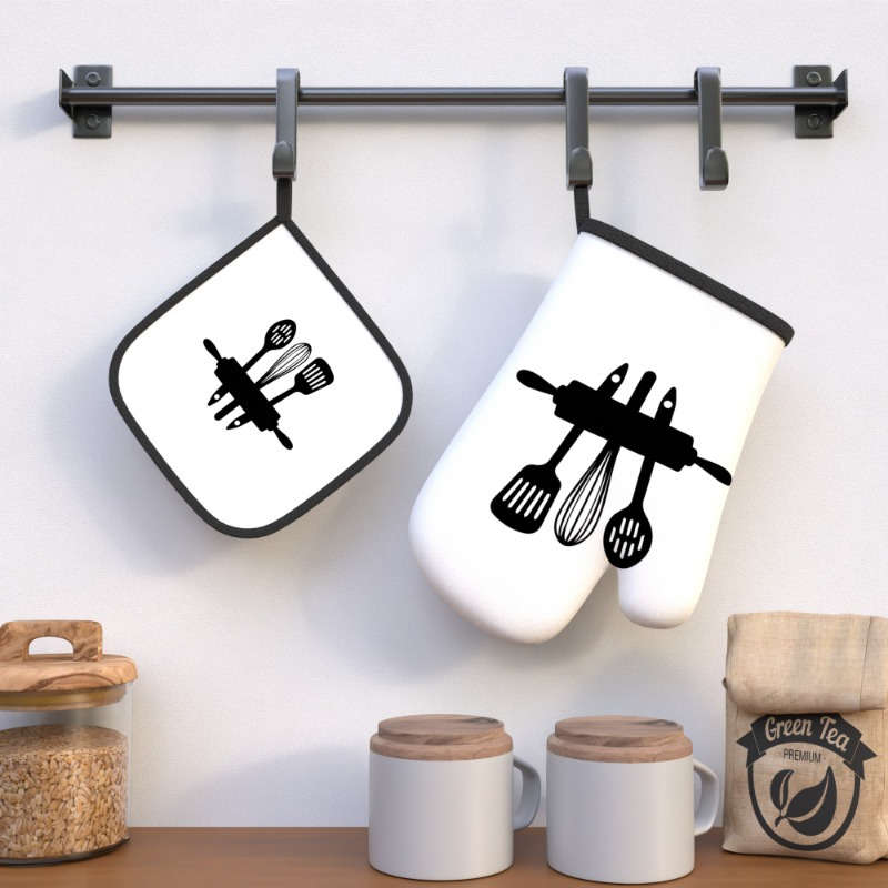 2pcs 26.92x17.02 cm Heat Resistant Oven Mitts And Potholders