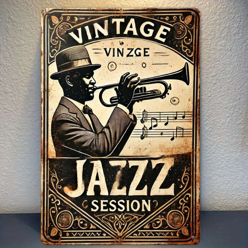 1pc A Vintage Jazz Art Metal Sign Measuring 20.32X30.48 cm a Classic Music-Themed Decoration Perf