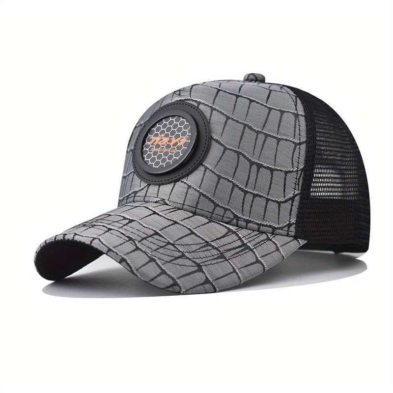 1pc A Men'S Stylish Round Logo Embroidered Baseball Cap a Fashionable And Versatile Flat-Brimmed H