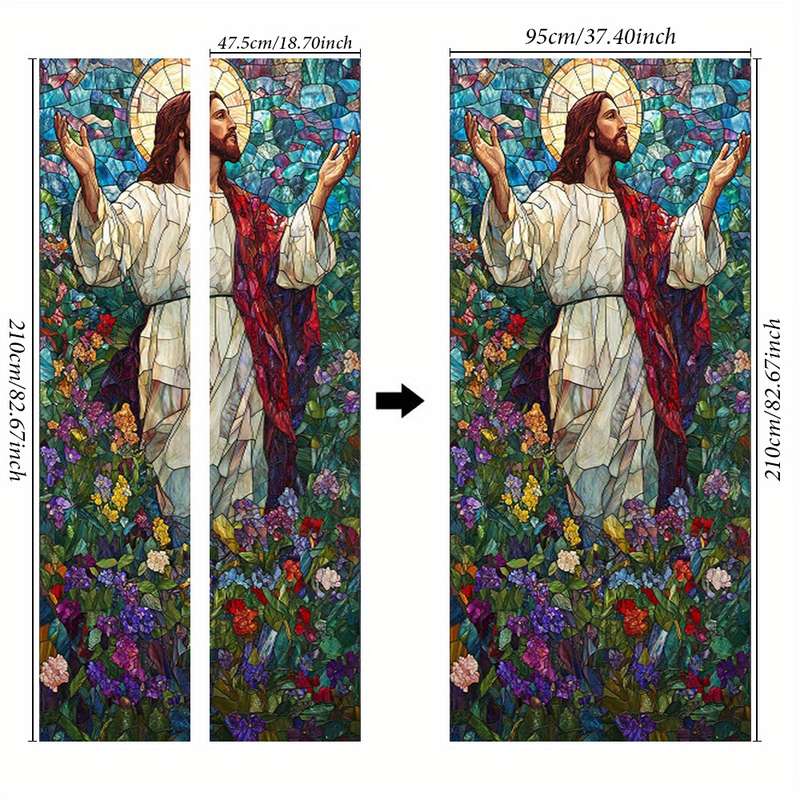 1pc 95.0x214.88cm Jesus Christian Themed Stickers