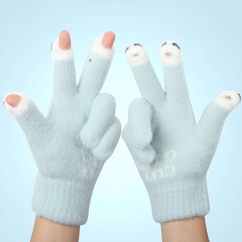 1 Pair Pink Warm Gloves