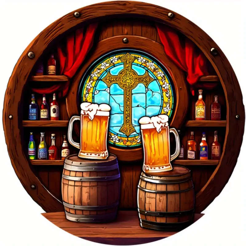 A Round Beer Decorative Sign