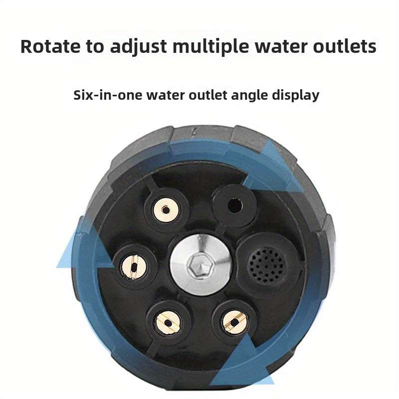 1Pc Black 6In1 High Pressure Water Gun Car Wash Gun Accessories