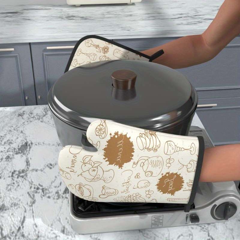2pcs 26.92x17.02 cm Heat Resistant Oven Mitts And Potholders