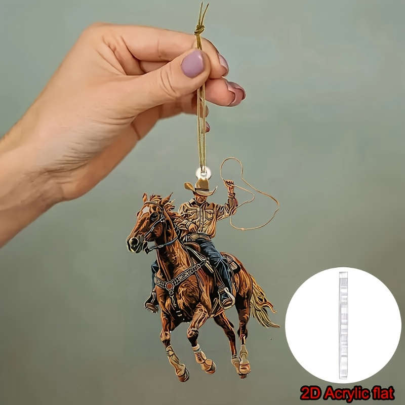 1pc 2D Flat  Car Hanging Decorations  Cute Riding Cowboy Fabric Car Interior Hanging Decorat