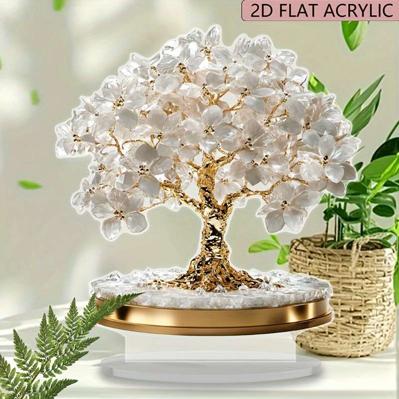 1pc 2D Flat  Elegant  Bohemian Cherry Blossom Acrylic Decor 18.11cm x 19.99cm Spring Plum Bloss