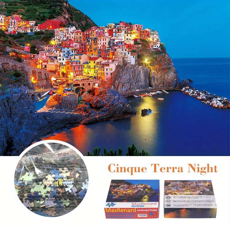 1000pcs Cinque Terra Night View Jigsaw Puzzle Manarola Italy 1.8mm Thick Paper Pi