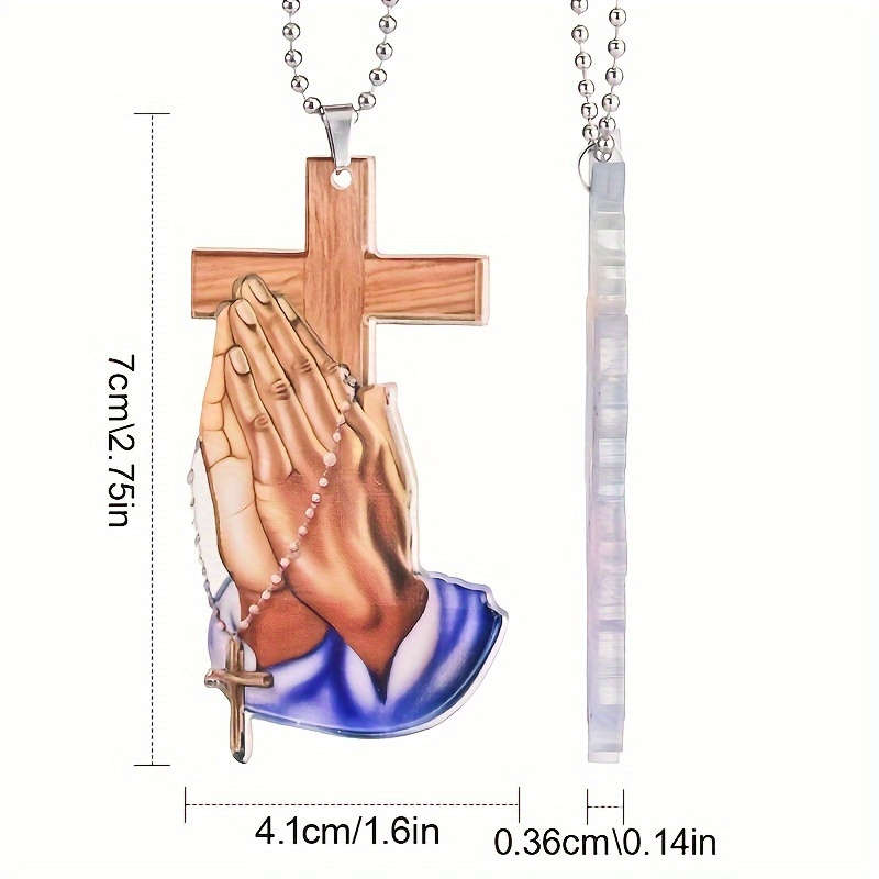 1pc 2D Flat Acrylic Flat Jesus Prayer Hand Pendant Spiritual Symbol Car Dangling Charm Keychain