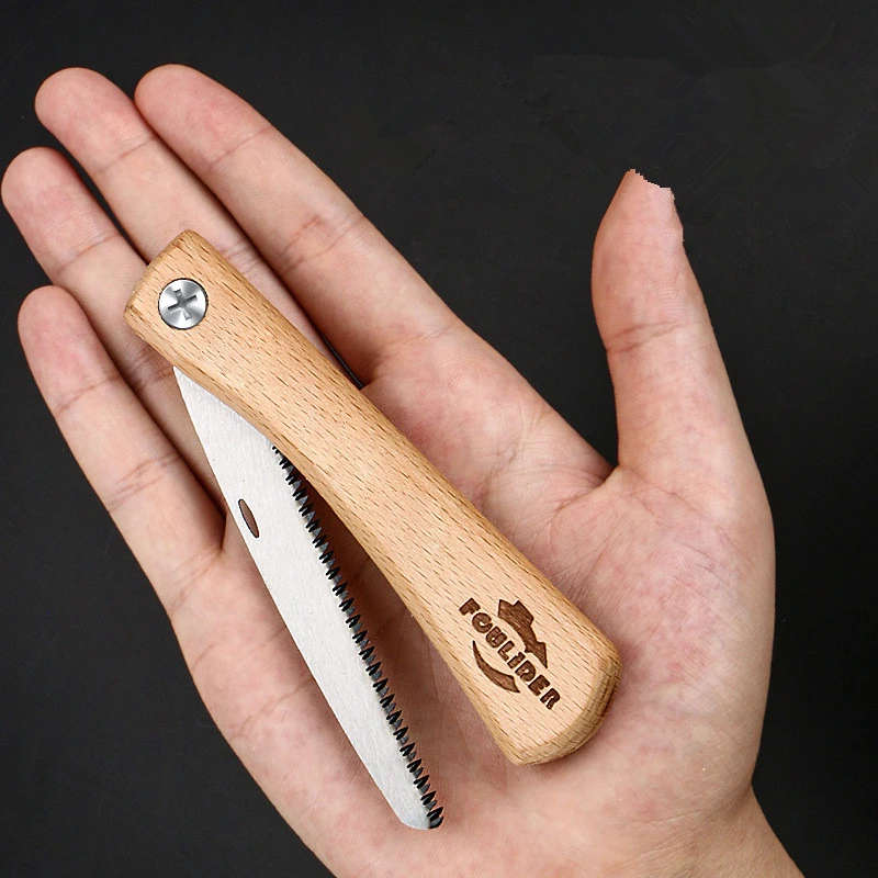 1Pc Portable Sk5 Carbon Steel Folding Hand Saw With Wooden Handle German Engineered Ideal For Campin