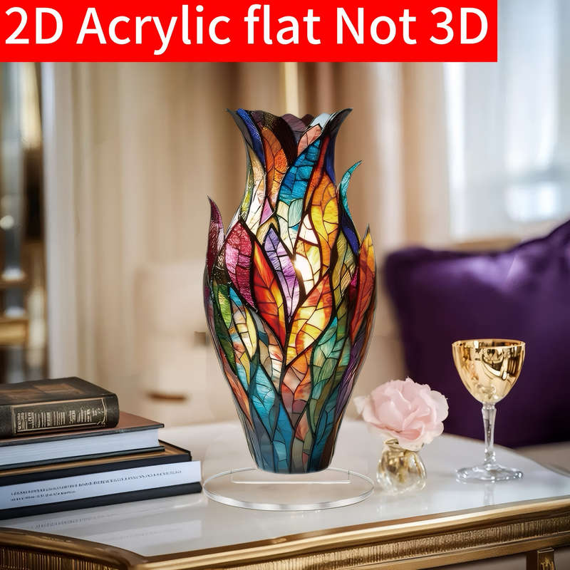 1pc 2D Flat  Elegant Multi-Color Acrylic Vase  Decorative Art Style Versatile Flower Design S