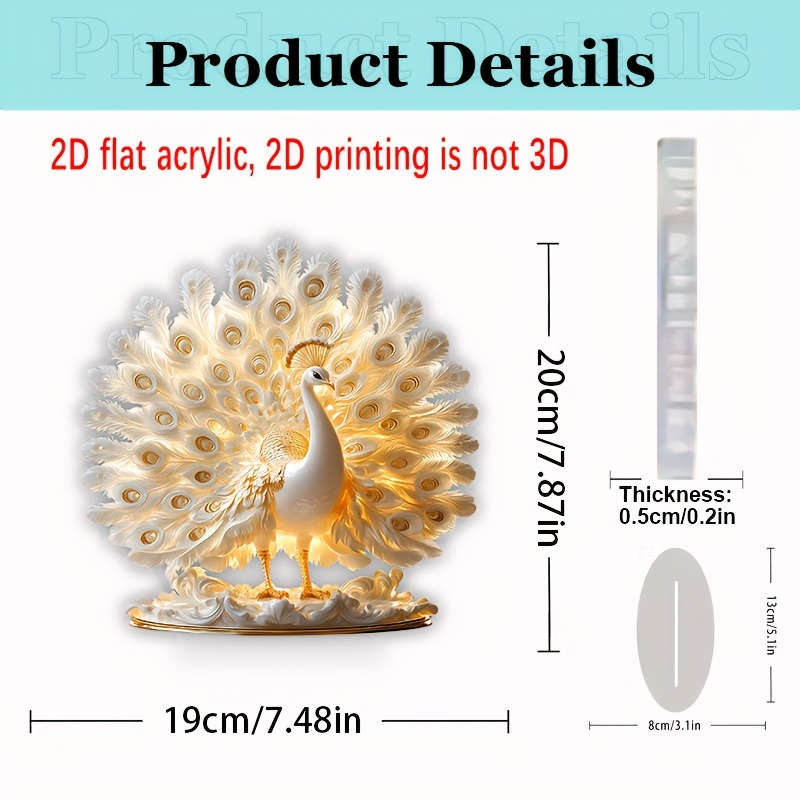 1pc 2D Flat   Elegant White Parrot Acrylic Decor with Bohemian Style Base Ideal for Home Off