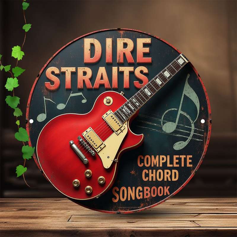 1pc 2D Flat  Vintage Aluminum Tin Plaque Wall Art Dire Straits Complete Chord Set Guitar