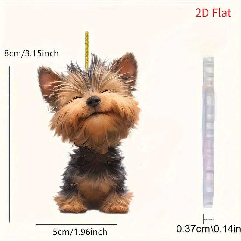 1pc 2D Flat  A Yorkshire Terrier Ornament Versatile Hanging Decor for Car Backpack Keychain Id