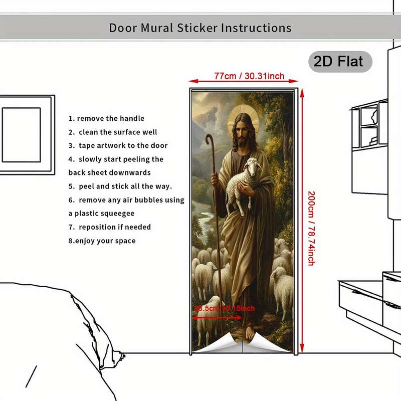 1pc 30.3x78.7 inches   77x200 cm   Jesus Christian Themed Stickers