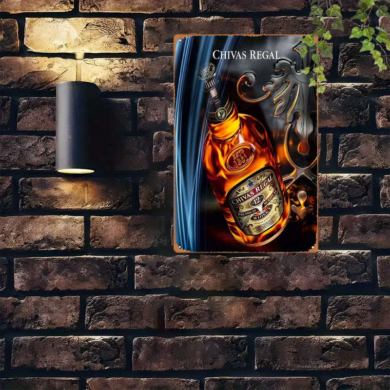 1pc 2D Flat Vintage Chivas Regal Aluminum Metal Sign 3D Artwork Waterproof Dustproof Rustic Wall Dec