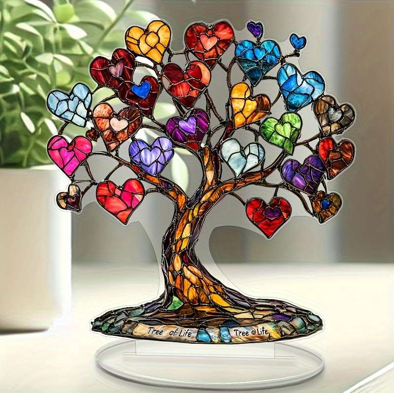 1pc 2D Flat  Acrylic Tree of Life Heart Fruit Desk Decor Vibrant  Plastic Bohemian Style Perfe