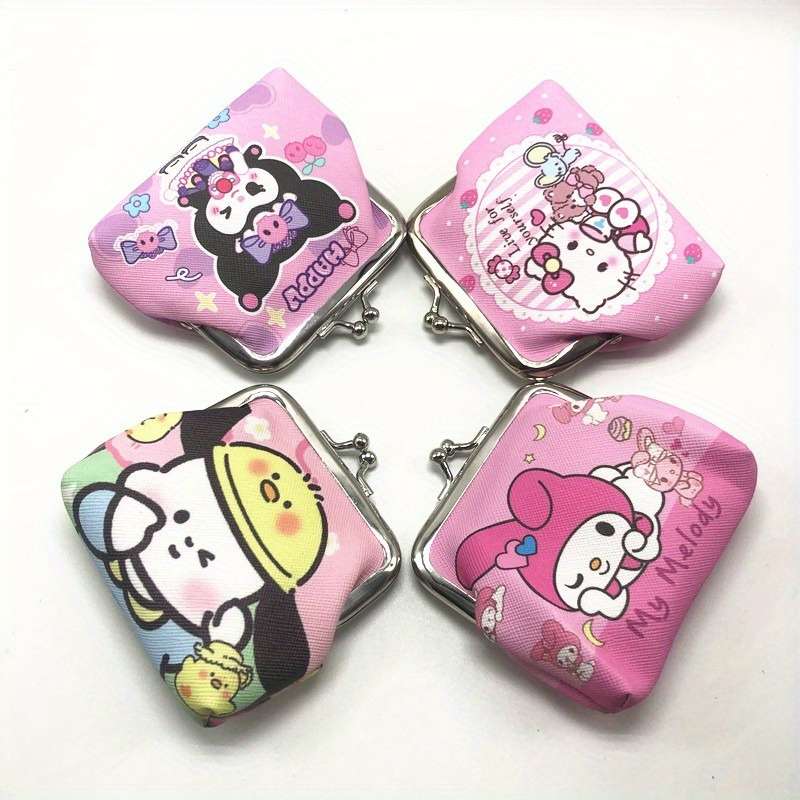 1pc For Hello Kitty Cartoon Coin Pouch Mini Clutch Kiss-Lock Purse Kawaii Storage Bag Wallet