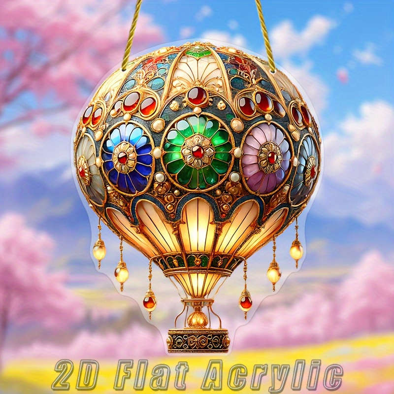 1pc 2D Flat   Acrylic Stained Glass Hot Air Ball Sun Catcher Colorful Festival Animal-Themed