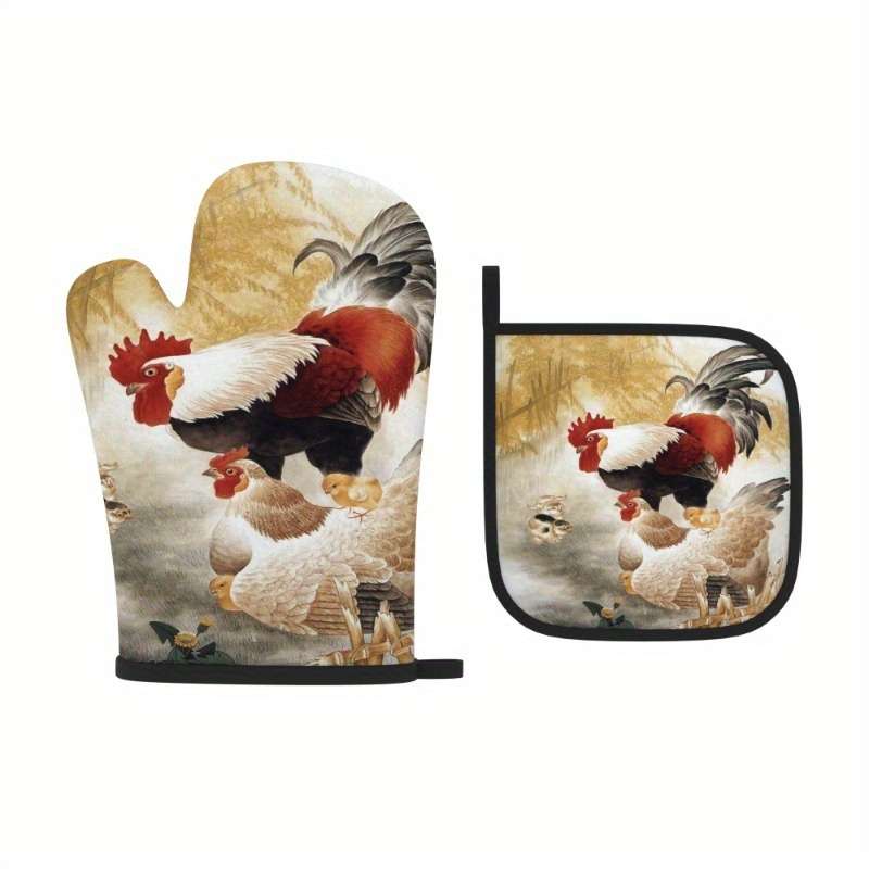 2pcs 26.92x17.02 cm Heat Resistant Oven Mitts And Potholders