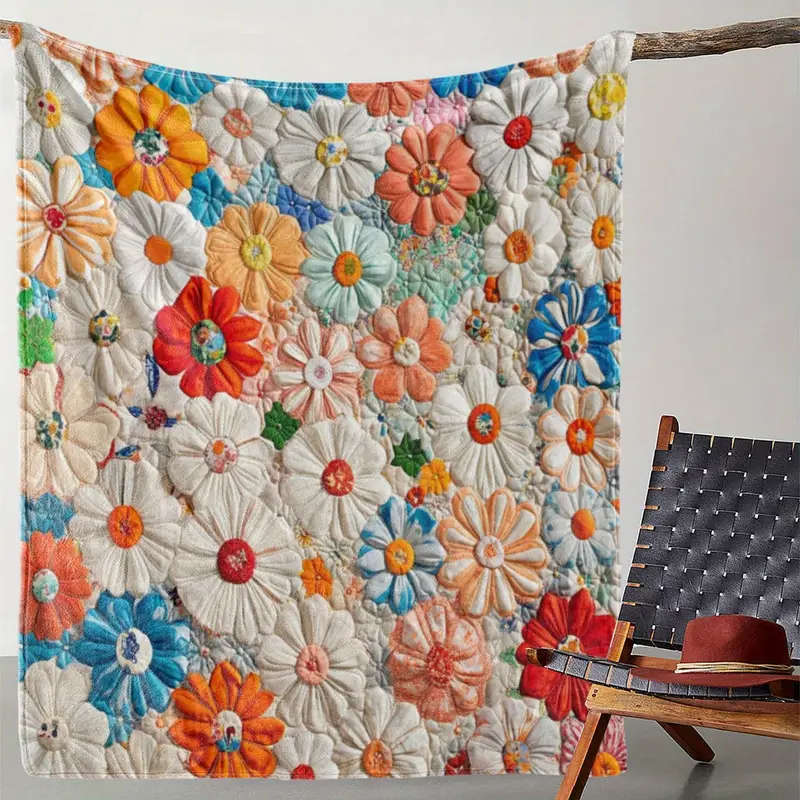 1 Soft Vintage Floral Print Flannel Blanket 150*200CM