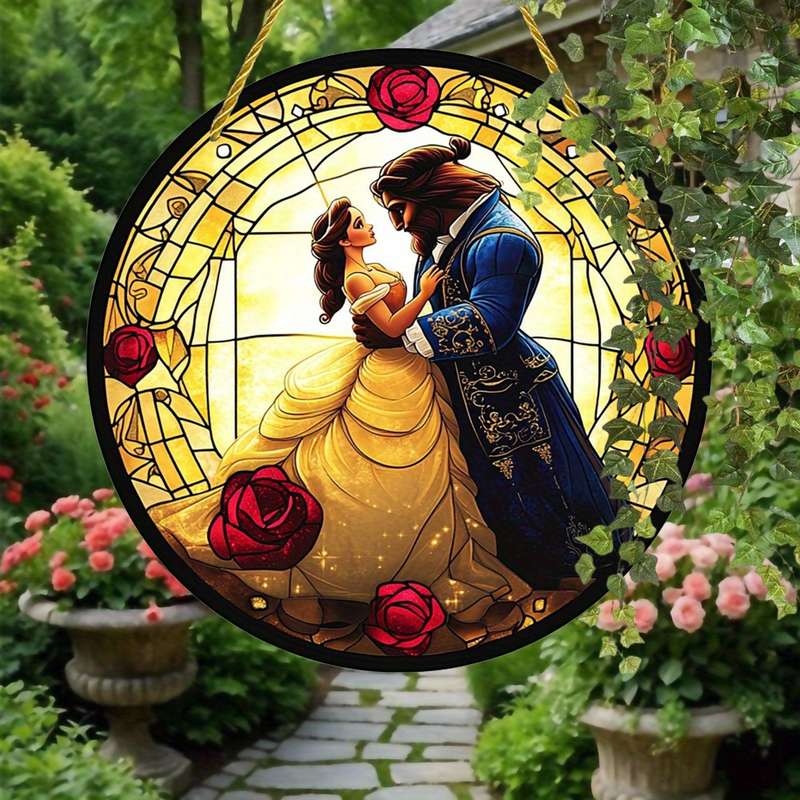 1pc 2D Flat  Beast from Beauty and the Beast Suncatcher  Stained Acrylic Window Hanging for O