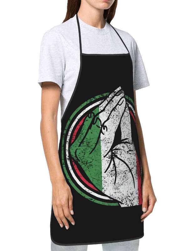 1pc Vintage Italian Flag Print Apron Black White with Green Red and Blue Stripes Durable Po