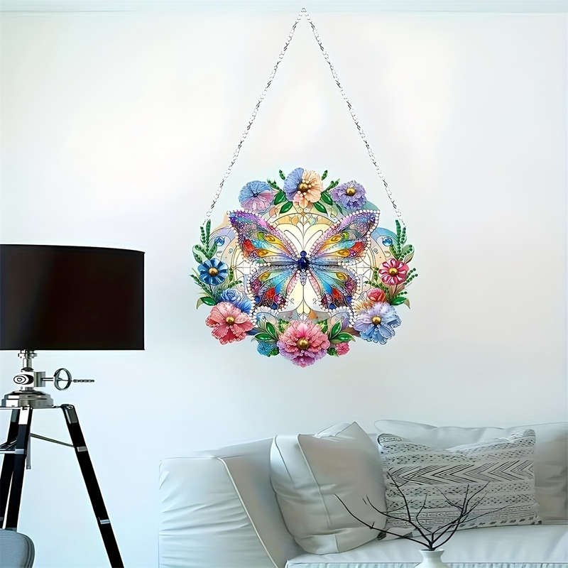1pc 2D Flat  Printing Acrylic Flat NOT 3D Butterfly Art Hanging Decor Door Hanging Decor Window H