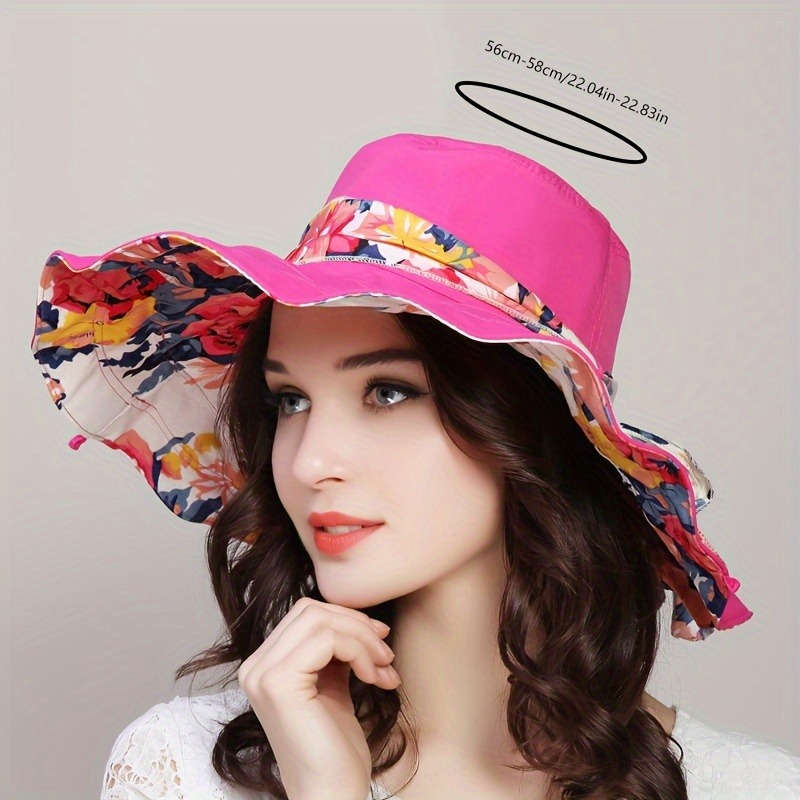 1pc Women'S Summer Beach Hat with Extra Large Brim Outdoor Vacation Travel Hiking Foldable Sun