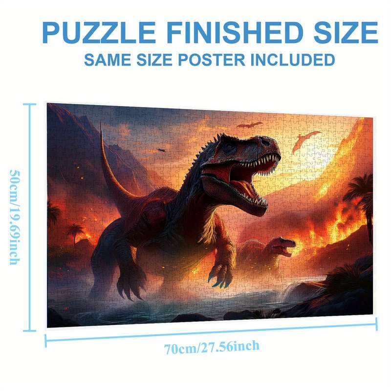 1000pcs Dinosaur Adventure Jigsaw Puzzle for Adults Intense Battle Volcanic Journ