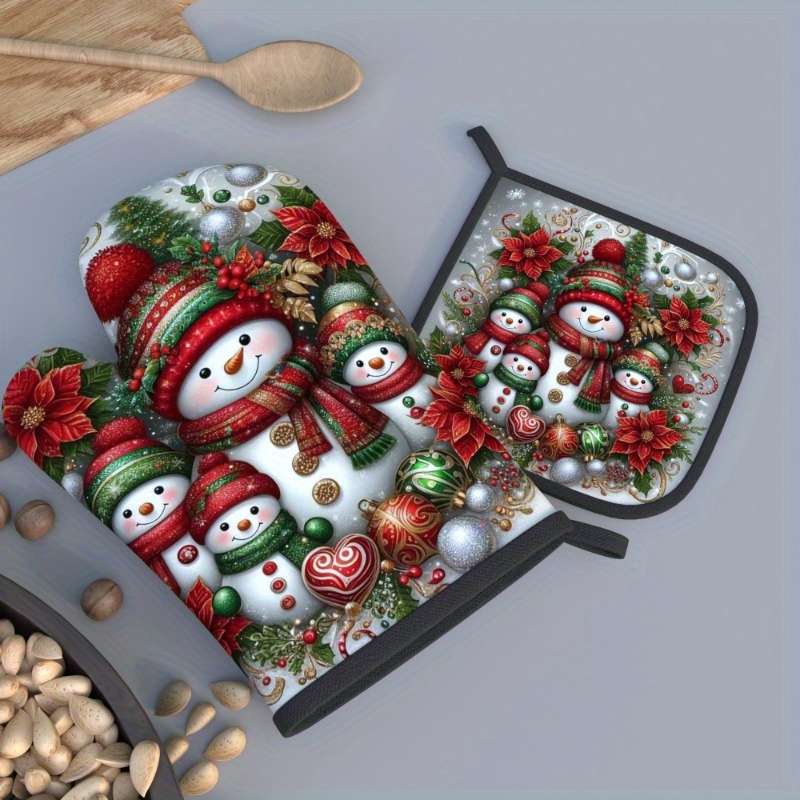2pcs Heat Resistant Oven Mitts And Potholders