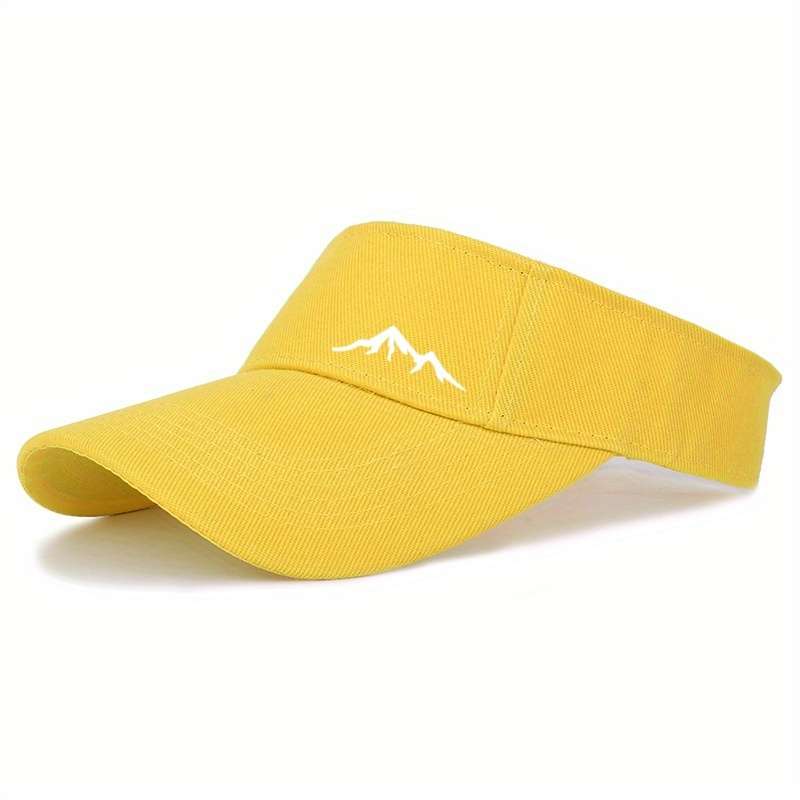 1pc Breathable Black Running Cap with Mountain Logo UV Protection Sun Hat for Outdoor Sports Ca