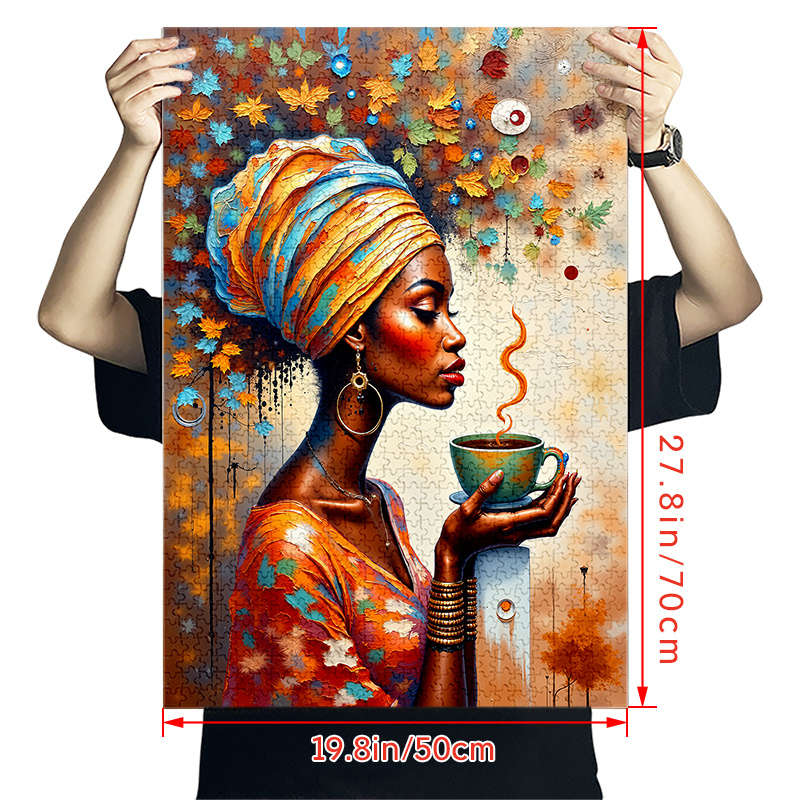 1000pcs Coffee Woman Jigsaw Puzzle Premium Large Brain-Teasing Challenge for Adults
