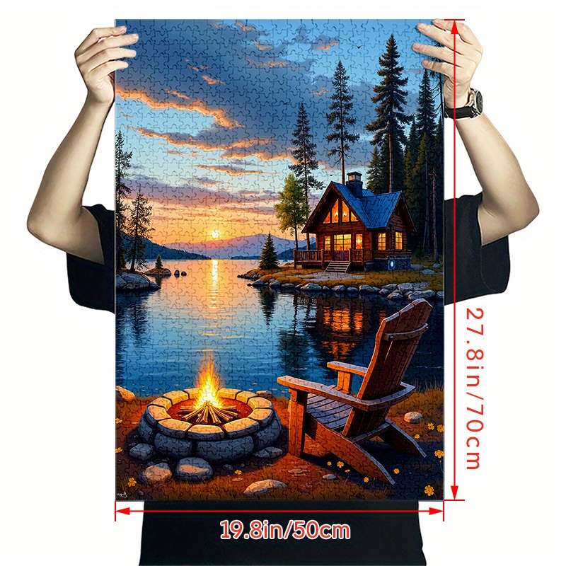 1000pcs Sunset Bonfire Jigsaw Puzzle Large Waterproof Scratch-Resistant Paper Pu