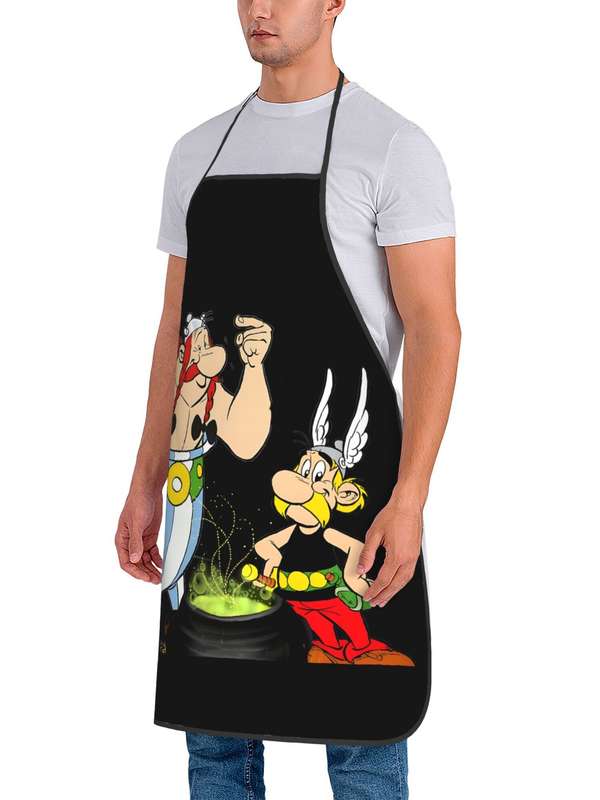 1pc Vintage-Style Adjustable Cooking Apron with Colorful Cartoon Characters Durable Polyester Ha